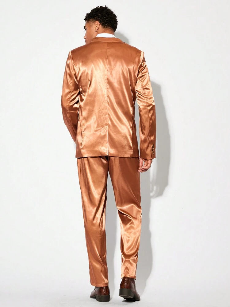 Men Party Style Peak Collar Casual Suit Jacket And Pants Set