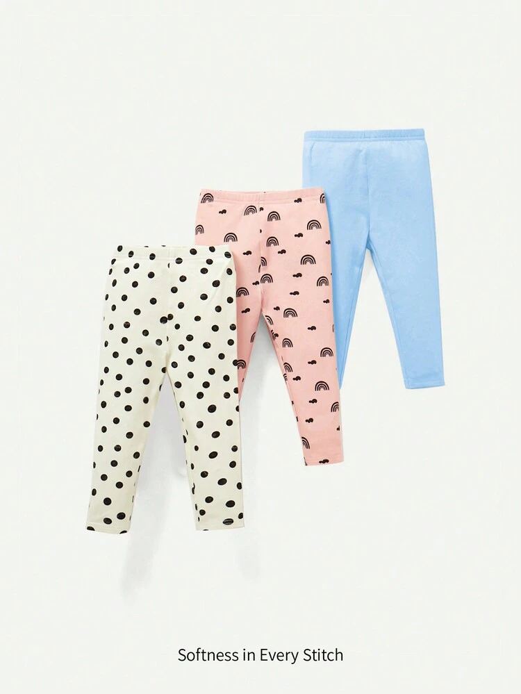 Baby Girl Cartoon Patterned Long Pants 3pcs/Set