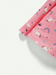 Cozy Pixies 寶寶女孩貼身緊身睡衣套裝，可愛動物圖案，圓領長袖上衣和蓋腳褲 - 粉色 - 查看 6