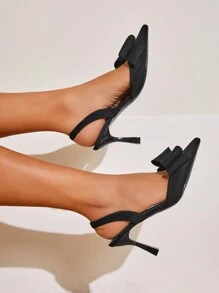 CUCCOO CHICEST Fashionable High Heel Shoes With Bowknot, Graduation Heel, Prom Heels For Summer Elegant Heels Spring Shoes Spring Break Easter For Christmas - Black - View 8