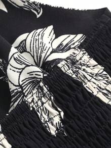 DAZY 女士夏季印花修身露脐吊带背心，波西米亚风上衣，适合节日和外出穿着 - 黑色 - 查看 7