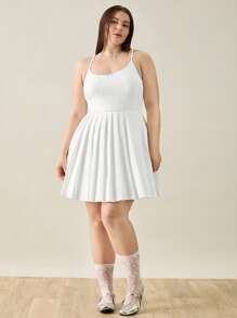 Forever 21 Bowknot Jacquard Plus Size Women Pleated Camisole Dress - White - View 5