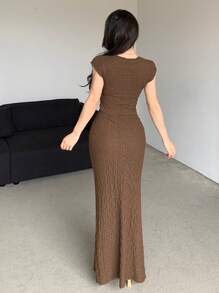 DAZY Conjunto de top corto y falda de verano elegante con textura de moda para mujer, conjunto de dos piezas para mujer