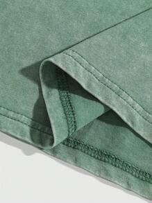 ROMWE MEN Street Life Men Summer Solid Color Round Neck Short Sleeve Casual T-Shirt - Green - View 4