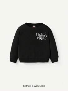 Cozy Pixies Giải trí Vòng cổ Tay áo dài Đứa bé gái Mẫu chữ Áo nỉ thể thao - màu đen - Xem 1