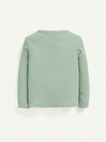 Cozy Pixies Baby Girl 2pcs Solid Ribbed Knit Tee - Multicolor - View 2