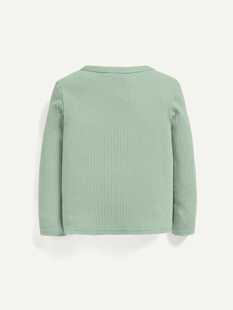 Baby Girl 2pcs Solid Ribbed Knit Tee