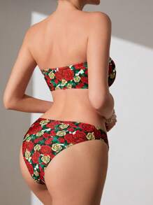 Frida Kahlo X SHEIN Bộ bikini họa tiết hoa đan nhiều màu cho nữ, mùa hè - Nhiều màu - Xem 2
