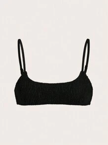 SHEIN ICON 修身款純色超短款背心 - 黑色 - 查看 1