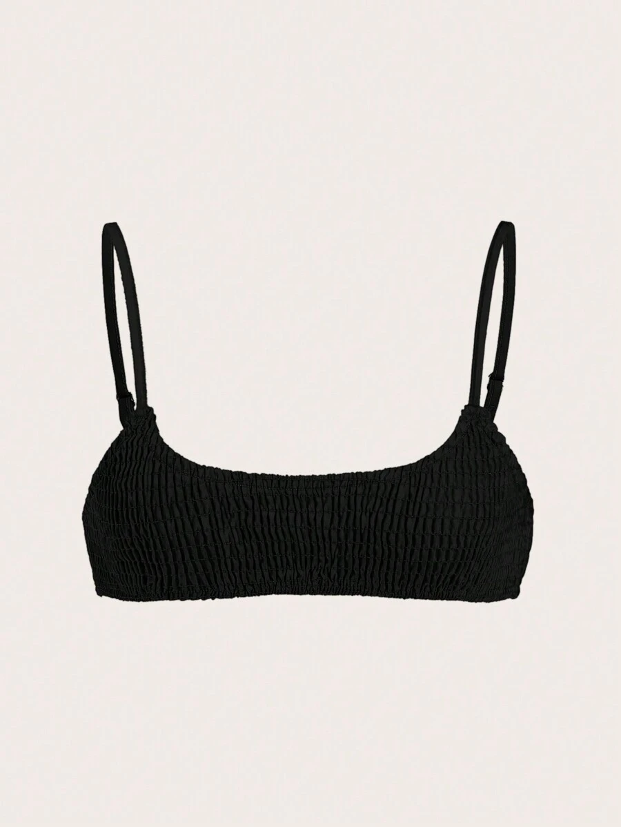 SHEIN ICON 修身款純色超短款背心 - 黑色 - 查看 1