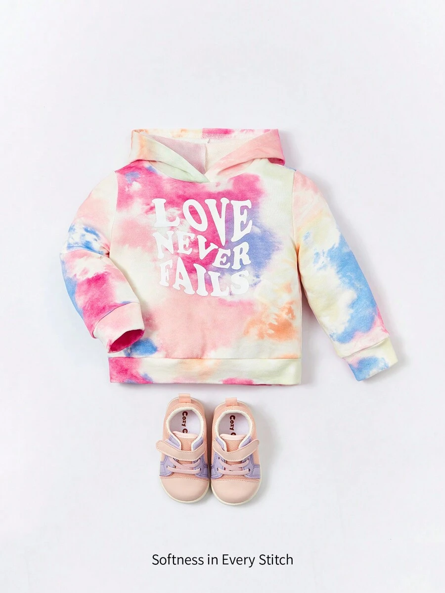 Cozy Pixies Baby Tie Dye Slogan Graphic Hoodie - Multicolor - View 1
