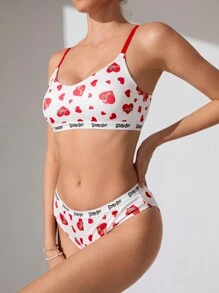 SCOOBY-DOO X SHEIN Conjunto de lencería para mujeres cómodo con estampado de corazones blancos - Multicolor - Ver 8