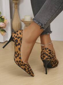 Giày Cao Gót Họa Tiết Da Báo Thời Trang Mới Dành Cho Phụ Nữ Trưởng Thành Đi Làm Và Dịp Thường Ngày - màu nâu - Xem 5
