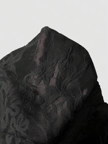 SHEIN Unity Quần ống loe ren trơn đơn giản mùa xuân/hè dành cho nữ - màu đen - Xem 6