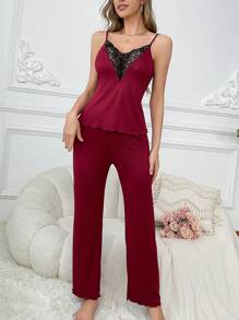 Conjunto de pijama con camiseta y pantys de encaje con tirantes sexy para mujer