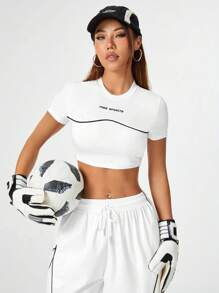 Coolane Conjunto casual de verano para mujeres con camiseta y pantalones anchos de pierna (2 piezas / conjunto) de moda callejera - Blanco - Ver 4