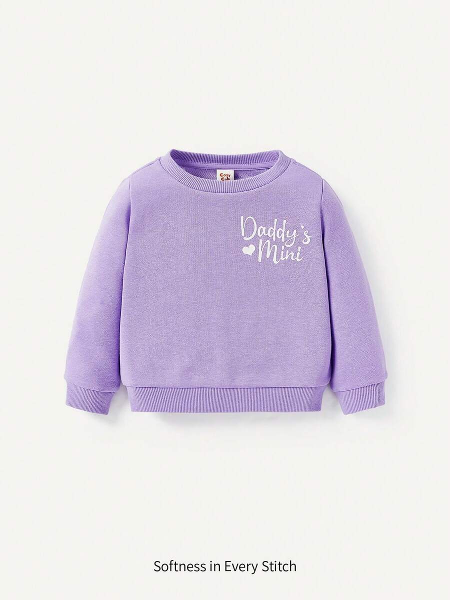 Cozy Pixies Đứa bé gái Đồ họa Chữ cái Lót nhiệt Áo nỉ - Màu Lilac Tím - Xem 1