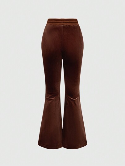 Goth Pantalones acampanados casuales de verano con cordón y unicolor