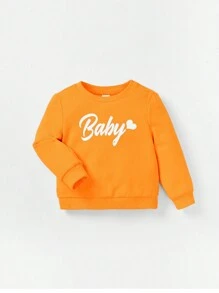 Cozy Pixies Baby Girl Letter Graphic Sweatshirt & Sweatpants - Orange - View 3
