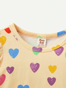Cozy Pixies Camiseta De Manga Corta Para Bebé Niña Con Estampado De Corazones Y Burbujas - Amarillo - Ver 4