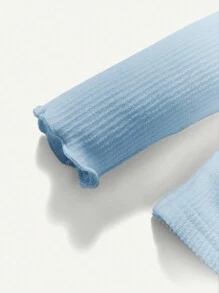 Cozy Pixies 女嬰2入組素色小高領木耳邊小高領T恤 - 藍白色 - 查看 4