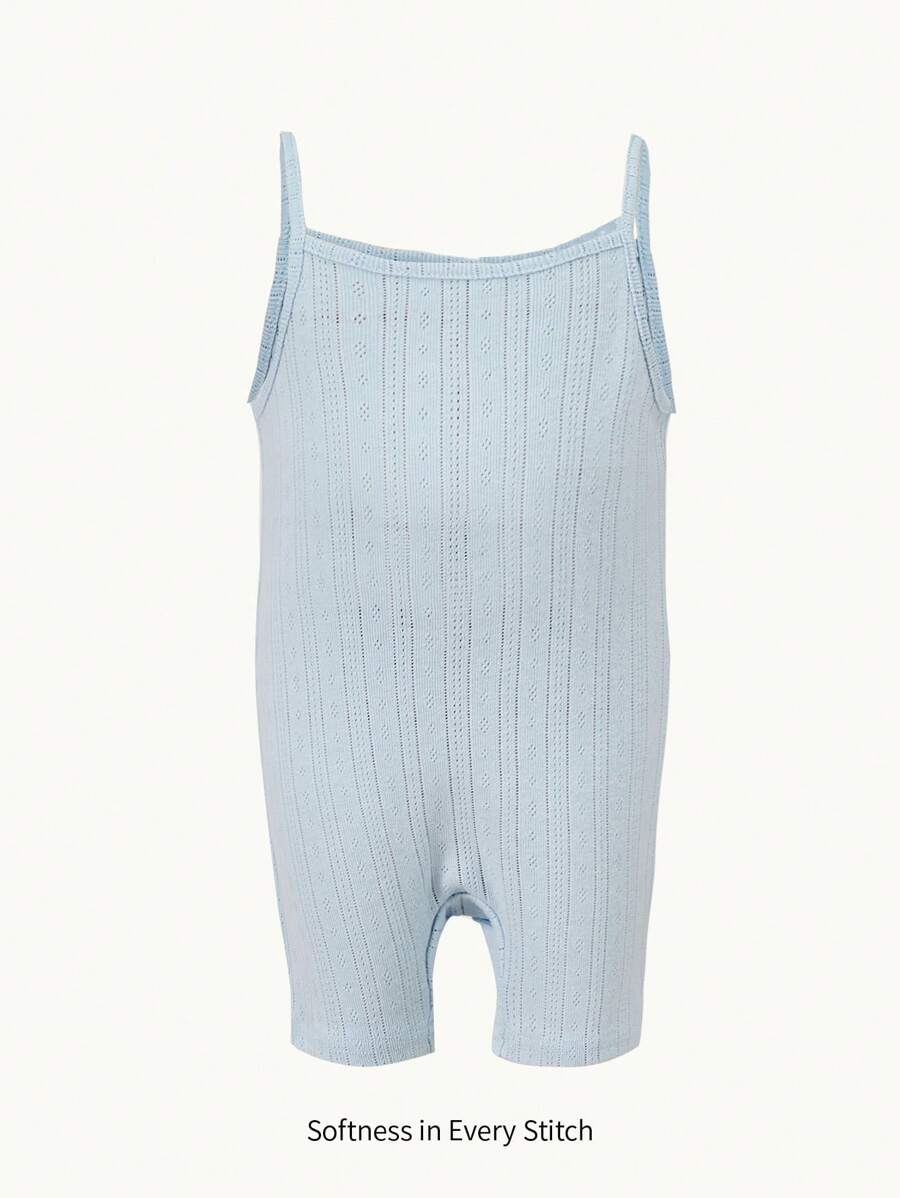 Baby Girl Solid Cami Romper - Baby Blue - View 1