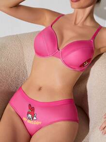 HELLO KITTY AND FRIENDS | SHEIN 女性2入組可愛性感加壓卡通印花內衣褲套裝，粉色 - 彩色 - 查看 7