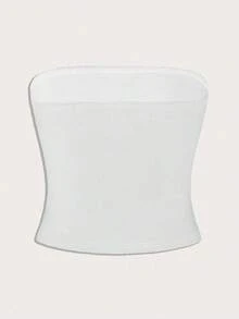 SHEIN EZwear Y2K Tôi Chỉ Là Một Cô Gái Slogan In Hình Lady Summer Áo Bustier Thường Ngày - trắng - Xem 2