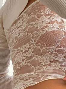 INAWLY Top sin tirantes con encaje, estampado floral, lazo y efecto moldeador para mujer en verano - Rosa - Ver 2