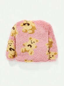 Cozy Pixies 嬰女熊圖案圓領長袖絨毛運動衫和厚褲套裝 - 彩色 - 查看 2