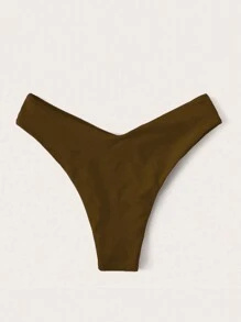 SHEIN Swim Women Summer Beach Holiday Solid Simple High Cut Bikini Bottom