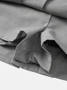 Women's Solid Color Snap Button Design Pleated A-Line Skort, Collegiate Style Summer - Grey - View 3