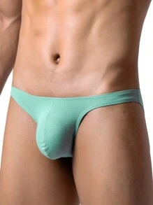 Men Knitted Breathable Brief Underwear In Emerald Green - Mint Green - View 3