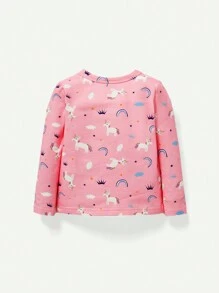 Cozy Pixies 寶寶女孩貼身緊身睡衣套裝，可愛動物圖案，圓領長袖上衣和蓋腳褲 - 粉色 - 查看 8
