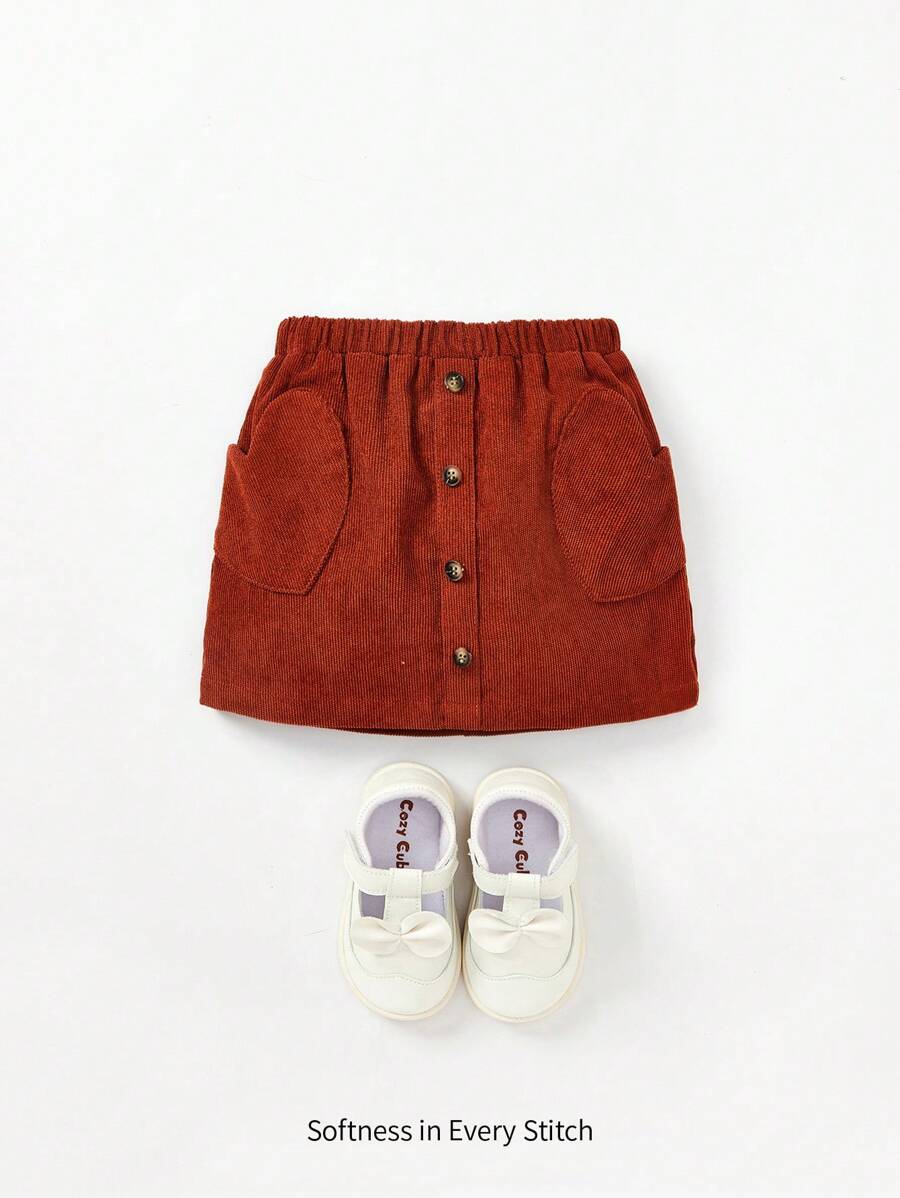 Đứa bé gái Túi nghiêng Vải to sợi Váy - Rỉ Nâu - Xem 1