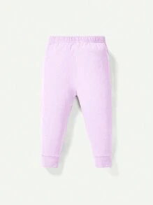 Cozy Pixies 嬰兒女寬鬆適合睡衣，包括圓領長袖愛心印花上衣和全長褲子（4件套）配套組合 - 紫色 - 查看 3