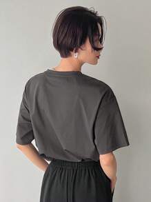 FRIFUL Women Fashionable Summer 3D Printed T-Shirt See The Good - Dark Grey - View 4