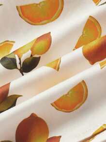 Cozy Pixies Baby Girl Lemon Print Decor Bowknot Straps Waist Cinched Dress - Yellow - View 5