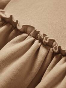 Cozy Pixies Baby Girl Round Neck Elastic Waist Ruffle Hem Dress Lightweight Two-Piece - Khaki - View 8