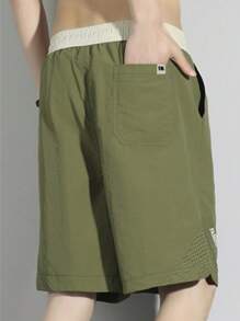 Herren Lässige Shorts Mit Kordelzug-taille Und Atmungsaktivem Material Für Den Sommer - Armeegrün - Übersicht 2