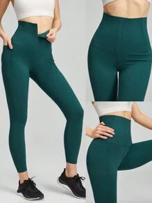 GLOWMODE 24" FeatherFit™-Sculpt Buttoned Leggings Corset Super High Rise Medium Impact Jogging Gym Training Daily