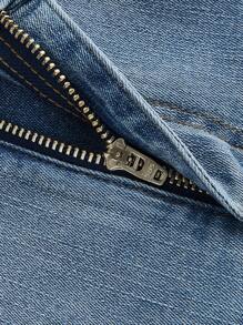 ROMWE Kawaii Women Fashionable Denim Skirt With Lace Hem Summer, School - Blue - View 3