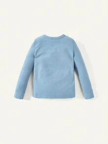 4pcs Baby Girl Snug Fit Adorable Animal Pattern Round Neck Top And Long Pants Pajama Set Matching Set - Blue - View 5