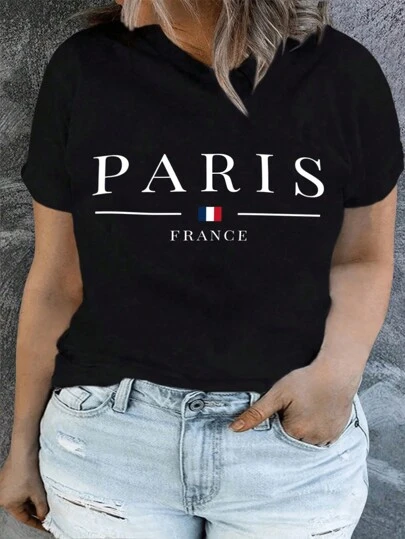 INAWLY 大码女式时尚夏季百搭印花 T 恤图案 T 恤女式上衣