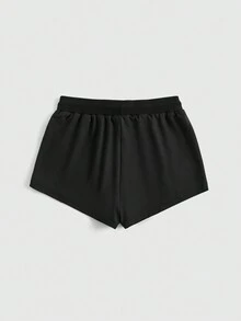 ROMWE Grunge Punk Subculture Leopard Cross Iron-On Patch Music Festival Women Super Short Shorts - Black - View 2