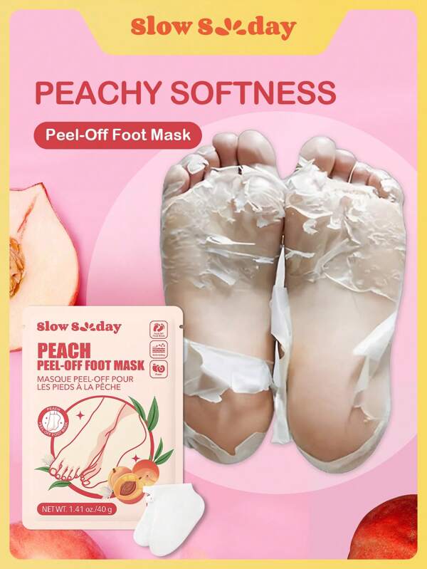 SlowSunday Peach Exfoliant Mască peeling piciorului Repara călcâiele și înlătură piele moartă uscată- peeling pentru piciorul crăpat