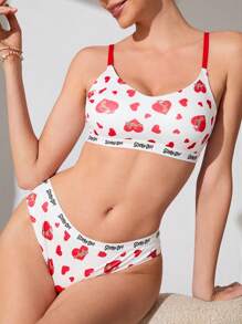 SCOOBY-DOO X SHEIN Conjunto de lencería para mujeres cómodo con estampado de corazones blancos - Multicolor - Ver 6