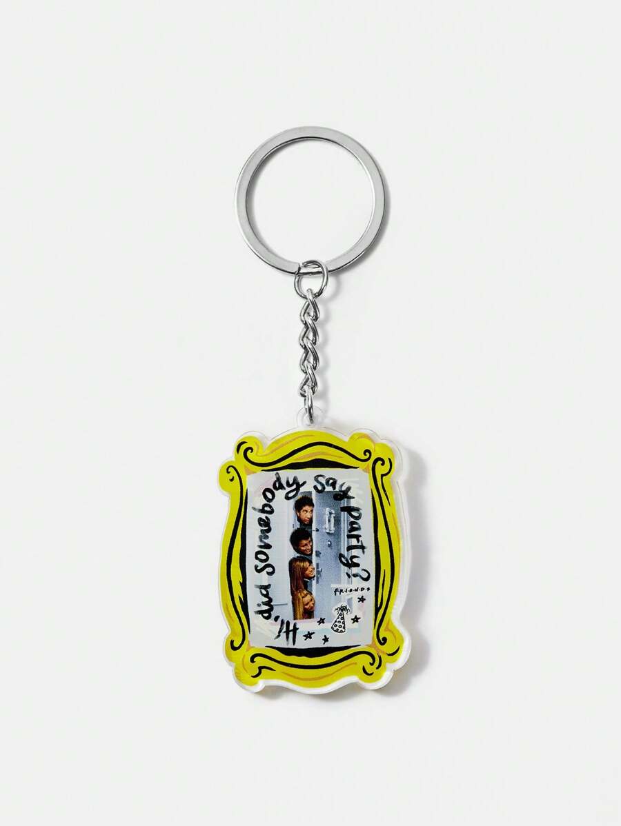 FRIENDS X SHEIN Acrylic Cartoon Character And Slogan Pattern Keychain For Bags - Multicolor - View 1