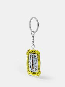 FRIENDS X SHEIN Acrylic Cartoon Character And Slogan Pattern Keychain For Bags - Multicolor - View 3