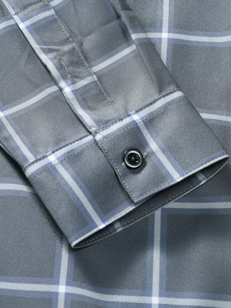 Men's Plaid Long Sleeve Longline Shirt